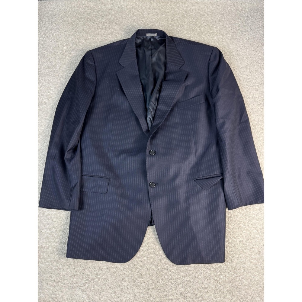 Daniel Cremieux Blazer Mens 44 Blue Pinstripe Super 160s Loro Piana Wool Jacket